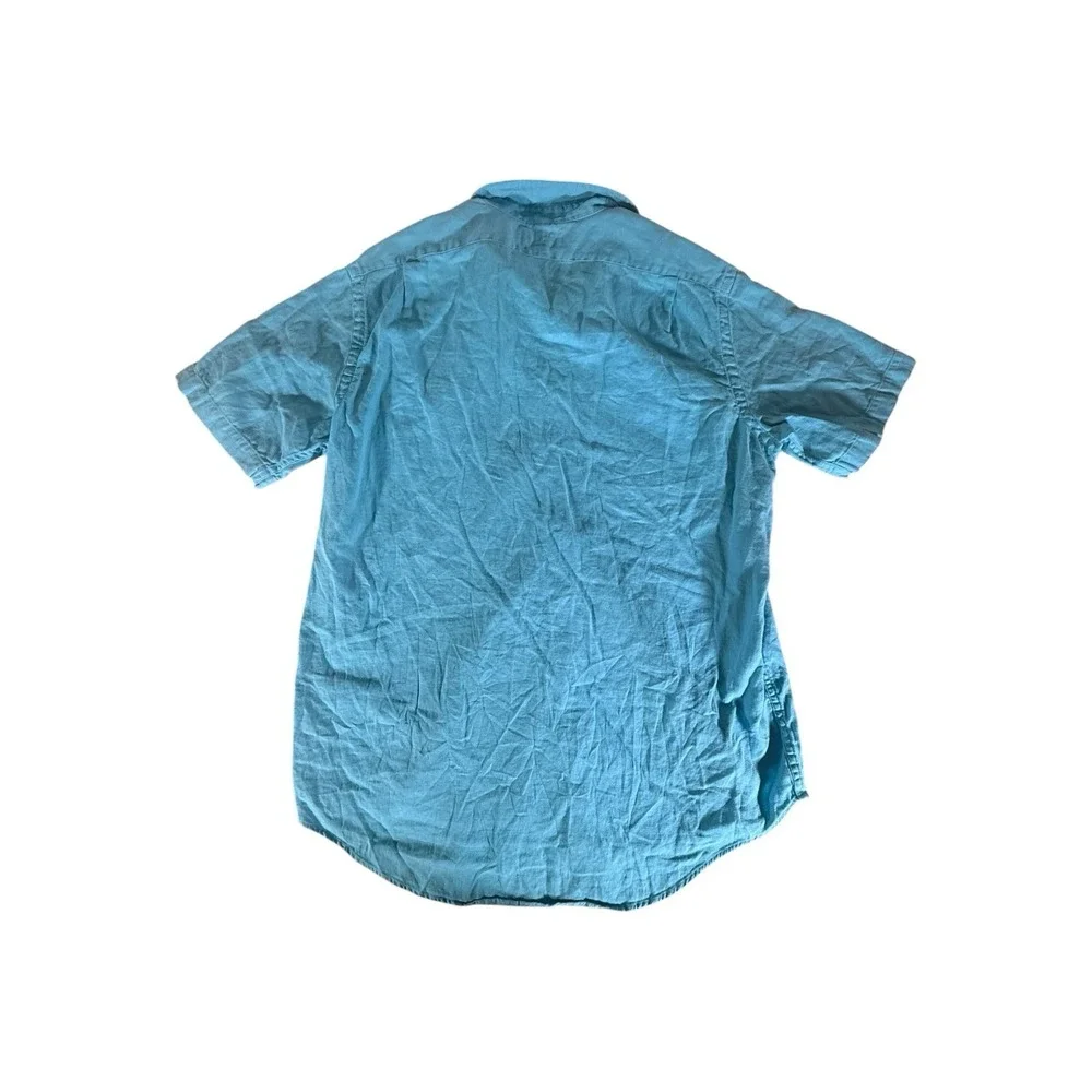 VINTAGE Polo Ralph Lauren Shirt Adult Large Blue Dual Pocket Cargo Linen Mens